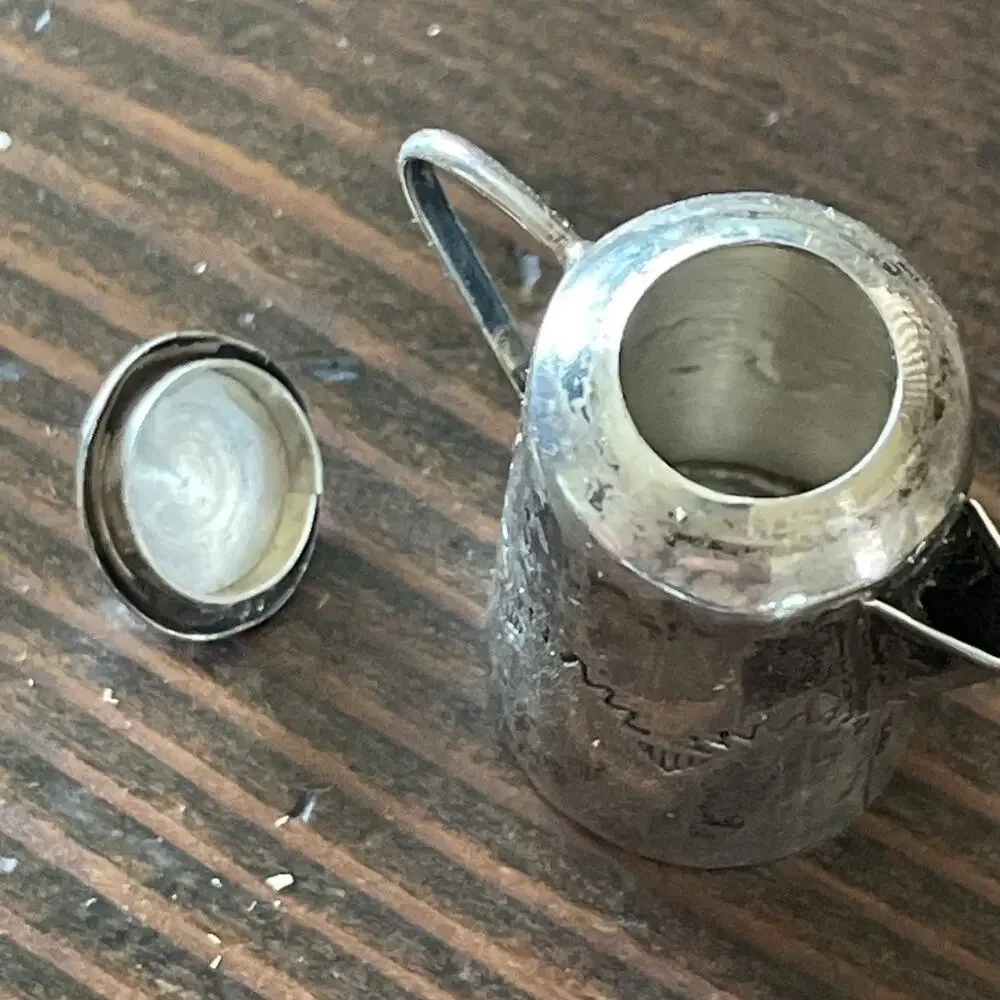 Miniature Turquoise Sterling Silver Water Kettle by Elizabeth Margret Whitman